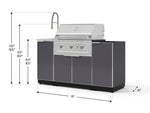 NewAge Outdoor Kitchens Outdoor Grill Island Aluminum 5-Piece Cabinet Set with Sink, 1 Door, Grill Cabinet, Performance Grill and Stainless Steel Countertop - (Liquid Propane) 