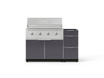 NewAge Outdoor Kitchens Outdoor Grill Island Aluminum 4-Piece Cabinet Set with 3-Drawer, Grill Cabinet, Performance Grill and Countertop - (Natural Gas) 