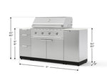 NewAge Outdoor Kitchens Outdoor Grill Island Stainless-Steel 6-Piece Cabinet Set with 1 Door, 3 Drawer, Grill Cabinet, Performance Grill and Dekton in Aeris Countertops - (Natural Gas) 