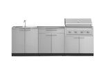 NewAge Outdoor Kitchens Stainless Steel 5-Piece Cabinet Set with Bar, Sink, Grill Cabinet, Performance Grill, and Countertop-71097-Garage Giant 