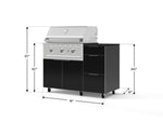 NewAge Outdoor Kitchens Outdoor Grill Island Aluminum 4-Piece Cabinet Set with Casters and 3-Drawer, Grill Cabinet, Performance Grill and Dekton in Sirius Countertop - (Liquid Propane) 