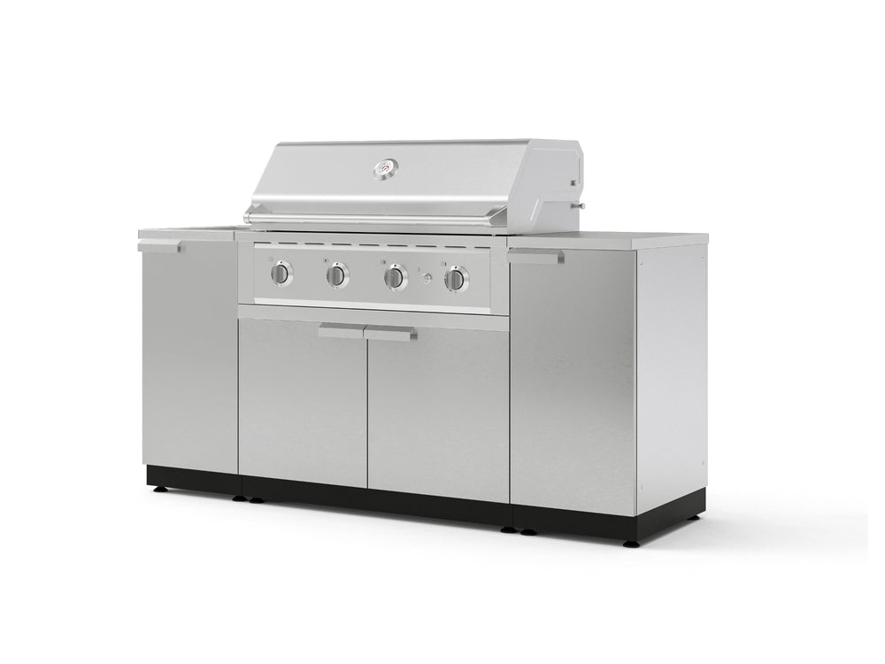 NewAge Outdoor Kitchens Outdoor Grill Island Stainless-Steel 5-Piece Cabinet Set with Sink, 1 Door, Grill Cabinet, Performance Grill and Stainless Steel Countertop-74655-Garage Giant
