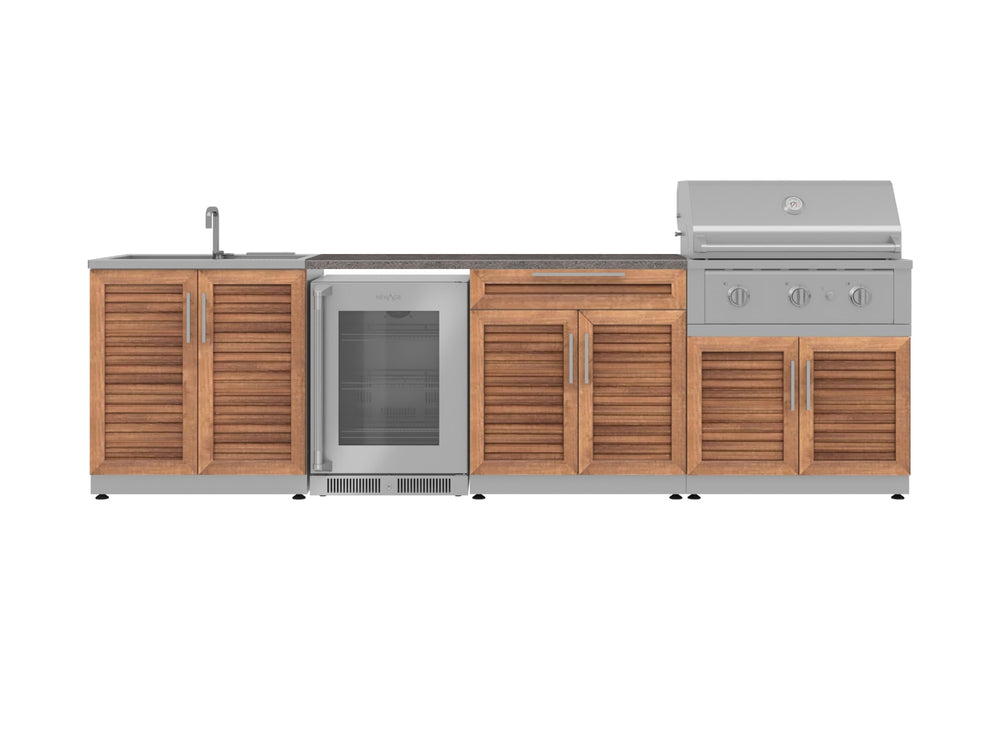 NewAge Outdoor Kitchens Stainless Steel 6-Piece Cabinet Set with Sink, Bar, Grill Cabinet, Performance Grill, Countertop and Fridge-72102-Garage Giant