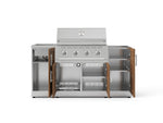 NewAge Outdoor Kitchens Outdoor Grill Island Stainless-Steel Louvered Doors 5-Piece Cabinet Set with Sink, 1 Door, Grill Cabinet, Performance Grill and Stainless Steel Countertop - (Natural Gas) 
