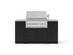 NewAge Outdoor Kitchens Outdoor Grill Island Stainless-Steel 6-Piece Cabinet Set with 3 Drawers, Grill Cabinet, Platinum Grill and Countertops 