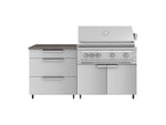 NewAge Outdoor Kitchens Stainless Steel 4-Piece Cabinet set with Casters and 3 Drawer, Grill Cabinet, Platinum Grill, Countertop-72182-Garage Giant 