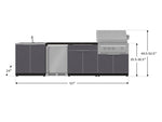 NewAge Outdoor Kitchens Aluminum 6-Piece Cabinet Set with Sink, Bar, Grill Cabinet, Platinum Grill, Countertop and Fridge-71979-Garage Giant 