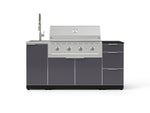 NewAge Outdoor Kitchens Outdoor Grill Island Aluminum 5-Piece Cabinet Set with Sink, 3 Drawer, Grill Cabinet, Performance Grill and Stainless Steel Countertop - (Liquid Propane) 