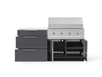 NewAge Outdoor Kitchens Aluminum 4-Piece Cabinet Set with 3 Drawer, Grill Cabinet, Performance Grill and Countertop - (Natural Gas) 