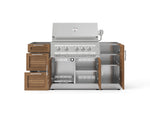 NewAge Outdoor Kitchens Outdoor Grill Island Stainless-Steel Louvered Doors 5-Piece Cabinet Set with 1 Door, 3 Drawer, Grill Cabinet and Platinum Grill - (Liquid Propane) 