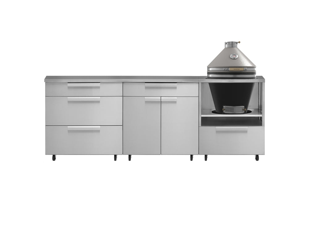 NewAge Outdoor Kitchens Stainless Steel 5-Piece Cabinet Set With Casters and 3 Drawer, Bar, Kamado, Kamado Cabinet, Countertop-72690-Garage Giant