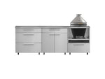 NewAge Outdoor Kitchens Stainless Steel 5-Piece Cabinet Set With Casters and 3 Drawer, Bar, Kamado, Kamado Cabinet, Countertop-72690-Garage Giant 