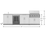 NewAge Outdoor Kitchens Stainless Steel 6-Piece Cabinet Set with Sink, Bar, Grill Cabinet, Performance Grill, Countertop and Glass Door Fridge-71519-Garage Giant 