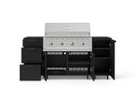 NewAge Outdoor Kitchens Outdoor Grill Island Stainless-Steel 6-Piece Cabinet Set with Casters 1 Door, 3 Drawer, Grill Cabinet, Performance Grill and Dekton in Sirius Countertops - (Liquid Propane) 