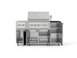 NewAge Outdoor Kitchens Outdoor Grill Island Stainless-Steel 6-Piece Cabinet Set with Casters and 1-Door, Grill Cabinet, Platinum Grill, Dual Side Burner and Dekton in Sirius Countertop - (Liquid Propane) 