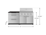 NewAge Outdoor Kitchens Stainless-Steel 4-Piece Cabinet Set with 3 Drawer, Grill Cabinet, Performance Grill, and Countertop-71624-Garage Giant 