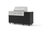 NewAge Outdoor Kitchens Outdoor Grill Island Stainless-Steel 6-Piece Cabinet Set with Casters and 1-Door, Grill Cabinet, Performance Grill, Side Burner and Dekton in Aeris Countertop - (Liquid Propane) | Garage Giant 