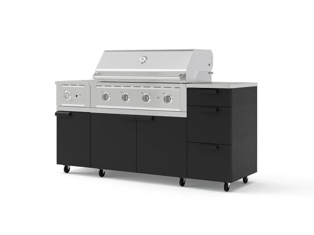 NewAge Outdoor Kitchens Outdoor Grill Island Stainless-Steel 6-Piece Cabinet Set with Casters and 3-Drawer, Grill Cabinet, Performance Grill, Side Burner, Countertop | 78623