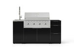 NewAge Outdoor Kitchens Outdoor Grill Island Aluminum 5-Piece Cabinet Set with Sink, 3 Drawer, Grill Cabinet, Performance Grill and Stainless Steel Countertop - (Natural Gas) 