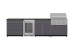 NewAge Outdoor Kitchens Aluminum 7-Piece Cabinet Set with 3-Drawer, Bar, Grill Cabinet, Performance Grill, Countertops and Fridge-71841-Garage Giant 