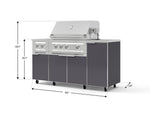 NewAge Outdoor Kitchens Outdoor Grill Island Aluminum 6-Piece Cabinet Set with Casters and 1-Door, Grill Cabinet, Platinum Grill, Dual Side Burner, Countertop-74857-Garage Giant 