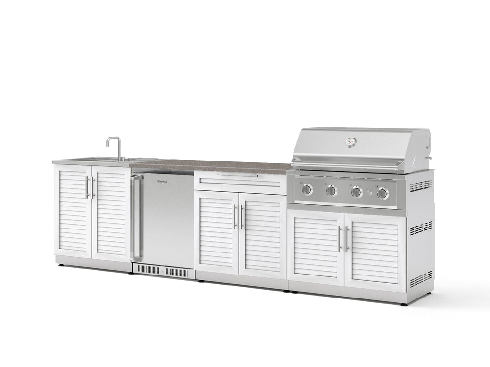 NewAge Outdoor Kitchens Stainless Steel 6-Piece Cabinet Set with Sink, Bar, Grill Cabinet, Performance Grill, Countertop and Stainless Steel Door Fridge-73831-Garage Giant