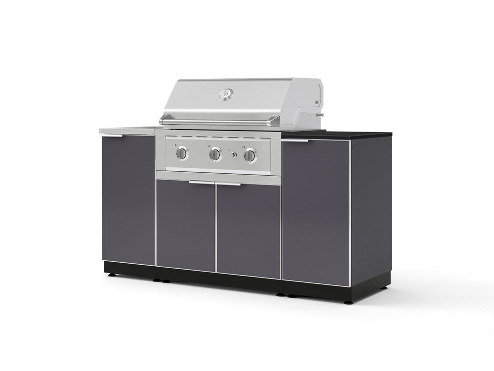 NewAge Outdoor Kitchens Outdoor Grill Island Aluminum 5-Piece Cabinet Set with Sink, 1 Door, Grill Cabinet, Performance Grill and Stainless Steel Countertop - (Natural Gas) | Garage Giant