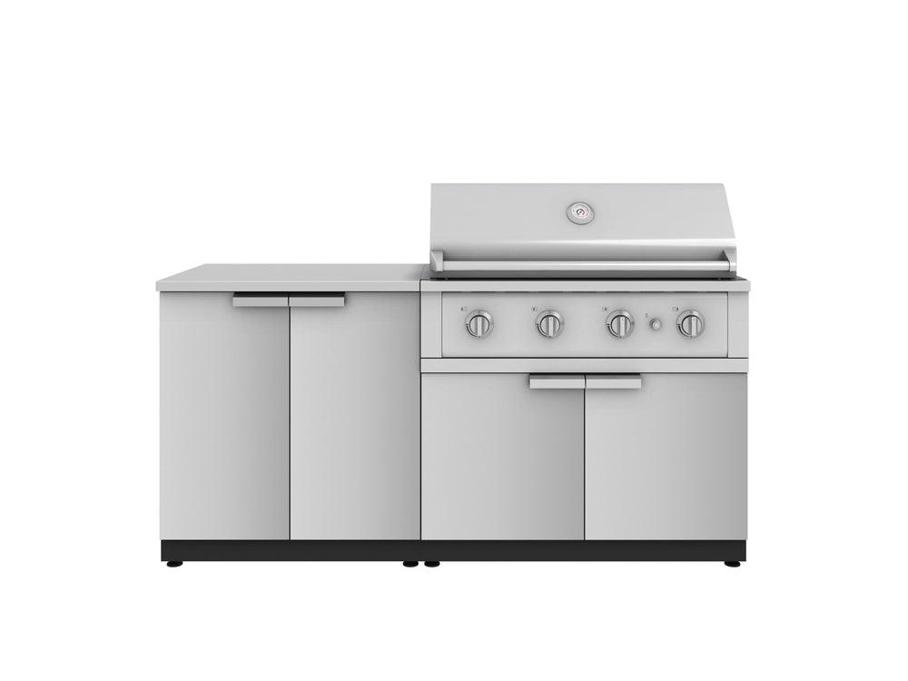 NewAge Outdoor Kitchens Stainless Steel 4-Piece Cabinet Set with 2 Door, Grill Cabinet, Performance Grill and Countertop-67347-Garage Giant