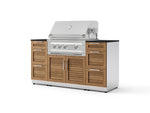 NewAge Outdoor Kitchens Outdoor Grill Island Stainless-Steel Louvered Doors 6-Piece Cabinet Set with 3 Drawers, Grill Cabinet, Platinum Grill and Dekton in Sirius Countertops - (Natural Gas) | Garage Giant 