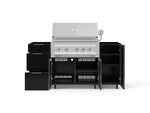 NewAge Outdoor Kitchens Outdoor Grill Island Aluminum 5-Piece Cabinet Set with Casters 1 Door, 3 Drawer, Grill Cabinet and Platinum Grill - (Liquid Propane) 