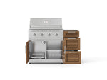 NewAge Outdoor Kitchens Outdoor Grill Island Stainless-Steel Louvered Doors 3-Piece Cabinet Set with 3-Drawer, Grill Cabinet and Performance Grill - (Natural Gas) 