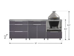 NewAge Outdoor Kitchens Aluminum 5-Piece Cabinet Set With Casters and 3 Drawer, Bar, Kamado Cabinet, Kamado, Countertop-72681-Garage Giant 