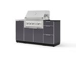 NewAge Outdoor Kitchens Outdoor Grill Island Aluminum 5-Piece Cabinet Set with Sink, 3 Drawer, Grill Cabinet, Platinum Grill and Stainless Steel Countertop - (Liquid Propane) | Garage Giant 