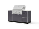 NewAge Outdoor Kitchens Outdoor Grill Island Aluminum 5-Piece Cabinet Set with Sink, 3 Drawer, Grill Cabinet, Platinum Grill and Stainless Steel Countertop - (Natural Gas) | Garage Giant 