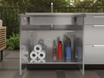 NewAge Outdoor Kitchens Stainless Steel 6-Piece Cabinet Set with Sink, Bar, Grill Cabinet, Platinum Griddle, Countertop and Glass Door Fridge-75123-Garage Giant 