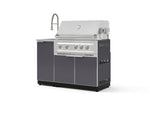 NewAge Outdoor Kitchens Outdoor Grill Island Aluminum 3-Piece Cabinet Set with Sink, Grill Cabinet and Platinum Grill-75265-Garage Giant 