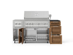 NewAge Outdoor Kitchens Outdoor Grill Island Stainless-Steel Louvered Doors 6-Piece Cabinet Set with Casters and 3-Drawer, Grill Cabinet, Platinum Grill, Dual Side Burner and Dekton in Sirius Countertop - (Liquid Propane) 