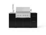 NewAge Outdoor Kitchens Outdoor Grill Island Aluminum 5-Piece Cabinet Set with Sink, 3 Drawer, Grill Cabinet, Platinum Grill and Stainless Steel Countertop - (Liquid Propane) 