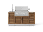 NewAge Outdoor Kitchens Outdoor Grill Island Stainless-Steel Louvered 5-Piece Cabinet Set with Sink, 3 Drawer, Grill Cabinet, Platinum Grill and Stainless Steel Countertop - (Natural Gas) 