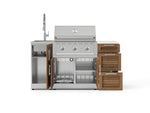 NewAge Outdoor Kitchens Outdoor Grill Island Stainless-Steel Louvered Doors 5-Piece Cabinet Set with Sink, 3 Drawer, Grill Cabinet, Performance Grill and Stainless Steel Countertop - (Natural Gas) 