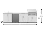 NewAge Outdoor Kitchens Stainless Steel 6-Piece Cabinet Set with Sink, Bar, Grill Cabinet, Platinum Grill, Countertop and Stainless Steel Door Fridge-71512-Garage Giant 