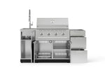 NewAge Outdoor Kitchens Outdoor Grill Island Stainless-Steel 5-Piece Cabinet Set with Sink, 3 Drawer, Grill Cabinet, Performance Grill and Stainless Steel Countertop - (Liquid Propane) 