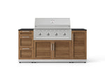 NewAge Outdoor Kitchens Outdoor Grill Island Stainless-Steel Louvered Doors 6-Piece Cabinet Set with 1 Door, 3 Drawer, Grill Cabinet, Performance Grill and Dekton in Sirius Countertops - (Natural Gas) 