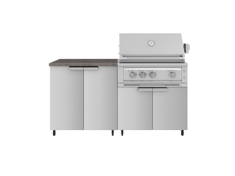 NewAge Outdoor Kitchens Stainless Steel 4-Piece Cabinet Set with Caster and 2 Door, Grill Cabinet, Platinum Grill, Countertop-72495-Garage Giant