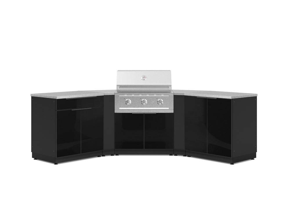 NewAge Outdoor Kitchens Aluminum 7-Piece Cabinet Set with 2 Door, Bar, Corner, Grill Cabinet, Performance Grill, and Countertops-67661-Garage Giant