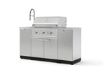NewAge Outdoor Kitchens Outdoor Grill Island Stainless-Steel 5-Piece Cabinet Set with Sink, 1 Door, Grill Cabinet, Performance Grill and Stainless Steel Countertop-75309-Garage Giant 