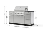 NewAge Outdoor Kitchens Outdoor Grill Island Stainless-Steel 6-Piece Cabinet Set with 3-Drawer, Grill Cabinet, Platinum Grill, Dual Side Burner and Dekton in Sirius Countertop - (Natural Gas) 