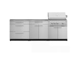 NewAge Outdoor Kitchens Stainless Steel 5-Piece Cabinet Set with 3 Drawer, 2-Door with Drawer, Grill Cabinet, Platinum Grill and Countertop-71129-Garage Giant 