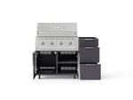 NewAge Outdoor Kitchens Outdoor Grill Island Aluminum 3-Piece Cabinet Set with Casters and 3-Drawer, Grill Cabinet and Performance Grill - (Liquid Propane) 
