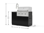 NewAge Outdoor Kitchens Outdoor Grill Island Aluminum 3-Piece Cabinet Set with Sink, Grill Cabinet, and Performance Grill 